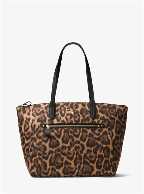 michael kors nylon kelsey tote leopard|More.